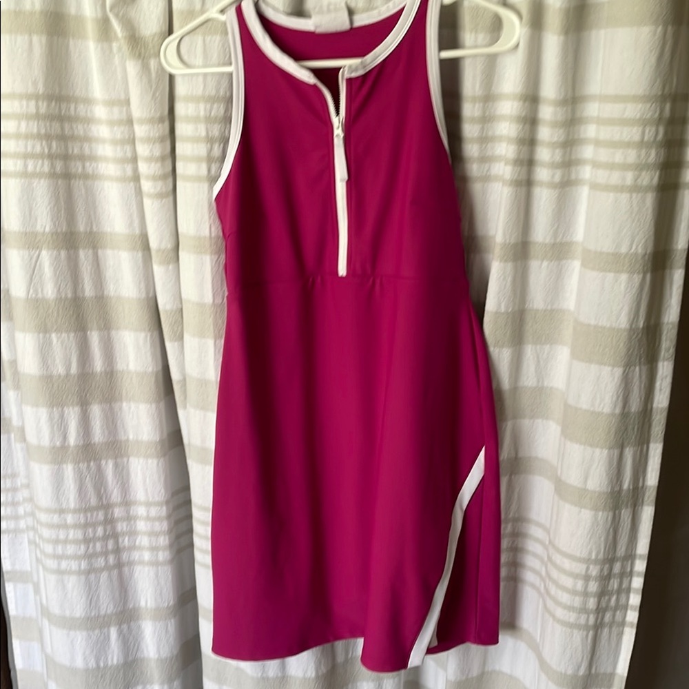 Racetrack pink Athletic Sleeveless Halter Sheath Dress